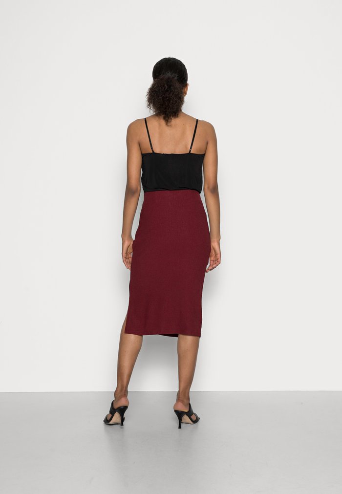 Jupe Anna Field STRUCTURED FABRIC MIDI WAISTED PENCIL Mini Bordeaux Femme | PRX-1931326